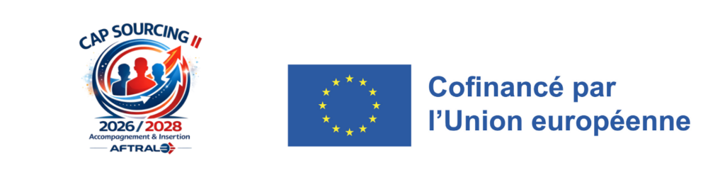 L'image présente le logo du projet "CAP SOURCING II" avec des dates, le nom d'une organisation et une mention de financement par l'Union européenne.