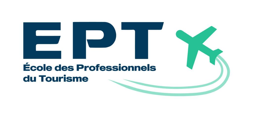 Logo de l'École des Professionnels du Tourisme avec les lettres EPT et une illustration d'un avion.