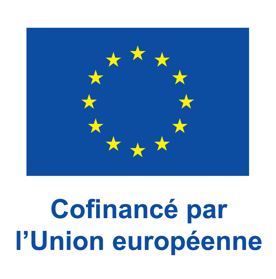 Drapeau de l'Union européenne avec la mention "Cofinancé par l'Union européenne" en dessous.