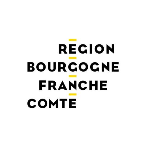 L'image présente le texte "REGION BOURGOGNE FRANCHE COMTE" en lettres noires et jaunes sur fond blanc.