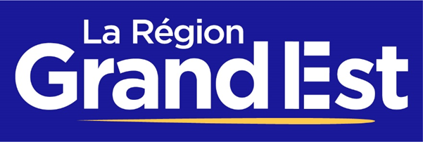 Logo de la région Grand Est de France sur un fond bleu.