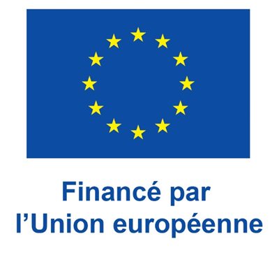 Un drapeau de l'Union européenne avec la mention "Financé par l'Union européenne" en dessous.
